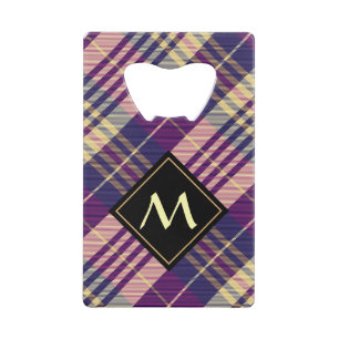 Paars, goud en blauw Tartan Kredietkaart Flessenopener