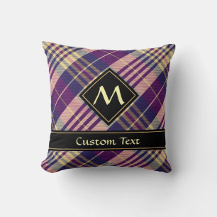 Paars, Goud en Blauw Tartan Kussen