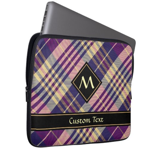 Paars, goud en blauw Tartan Laptop Sleeve (Voorkant Rechts)