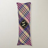 Paars, goud en blauw Tartan Lichaamskussen (Voorkant Verticaal)