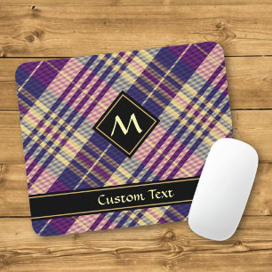 Paars, goud en blauw tartan muismat