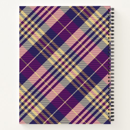 Paars, goud en blauw Tartan Notitieboek (Achterkant)