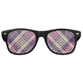 Paars, goud en blauw Tartan Retro Zonnebril (Voorkant)
