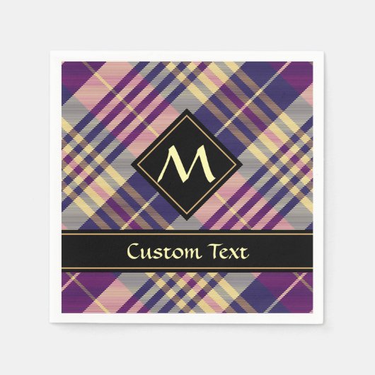 Paars, goud en blauw Tartan Servet (Voorkant)