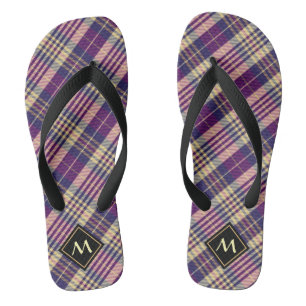 Paars, goud en blauw Tartan Teenslippers