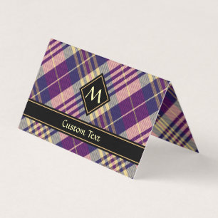 Paars, goud en blauw tartan visitekaartjes