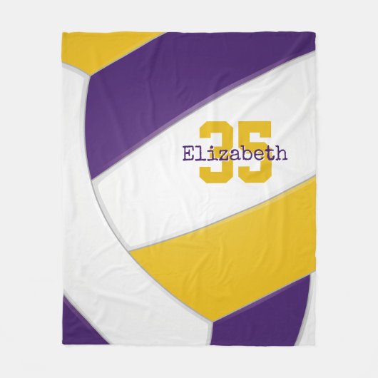paars goud en witte volleybaljongens, aangepast fleece deken (Voorkant)