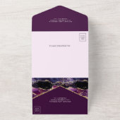 Paars goud glitter agaat marmeren bruiloft all in one uitnodiging (Buitenkant)