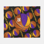 paars goud Ik hou van basketbalmeisjes Fleece Deken (Voorkant (Horizontaal))