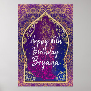 Paars & Goud Marokkaans Buikdansen Feest Banner Poster