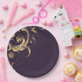 Paars   goud papieren bordje (Feest)