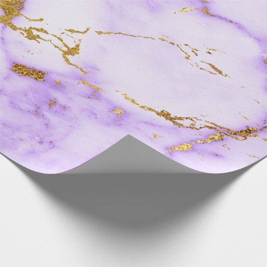 Paars Goud Pastel Wit Marmer Glanzend Glam Cadeaupapier (Hoek)