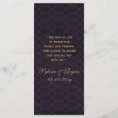 paars goud Snowflakes Winter trouwmenkkaarten Menu (Achterkant)