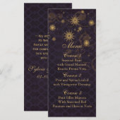 paars goud Snowflakes Winter trouwmenkkaarten Menu (Voorkant / Achterkant)