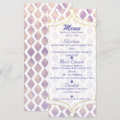 Paars Goud & Wit Marokkaans Modern Menu Card (Voorkant / Achterkant)