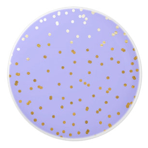 Paars & Gouden Confetti Stippen Moderne Glamour Gl Keramische Knop
