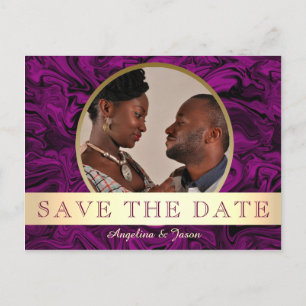 Paars Gouden Foto Save the Date Aankondigingskaart