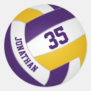 paars gouden team kleuren jongens volleybal ronde sticker