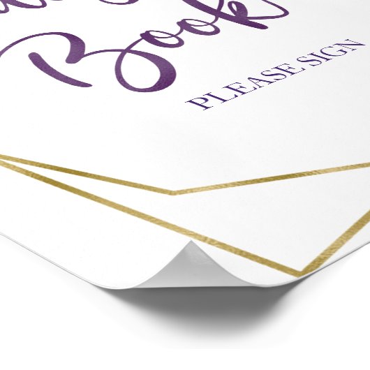 Paars Gouden Waterverf Bloem Gast Boek Teken Poster (Hoek)