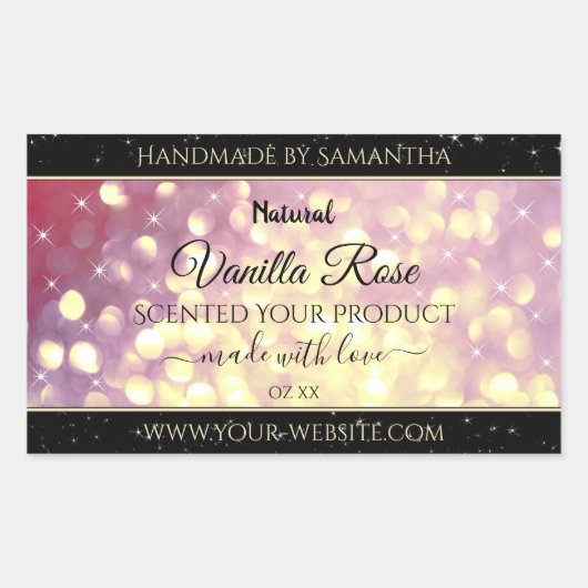 Paars goudglitter - etiket met fragment (Voorkant)