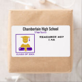 Paars goudpapierlabel voor middelbare schoolreünie etiket (Insitu)