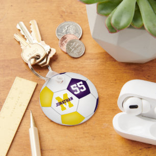 paars goudteam kleuren jongens sportvoetbal sleutelhanger