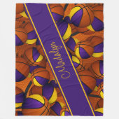 paars goudteam verdeelt meiden basketbal fleece deken (Voorkant)