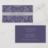 Paars gray Floral Damask Visitekaartje (Voorkant / Achterkant)