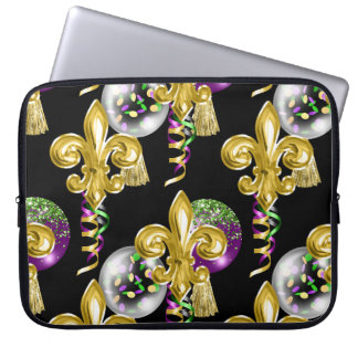 PAARS GREEN GOLD MARDI GRAS LAPTOP SLEEVE