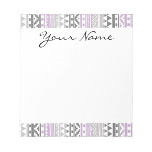 Paars grijs Geometric Aztec Tribal Print Patroon Notitieblok