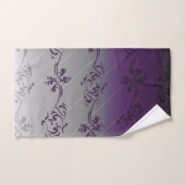 Paars grijs gradiënt gestreept Floral Leaf Pattern Bad Handdoek (Handdoek)