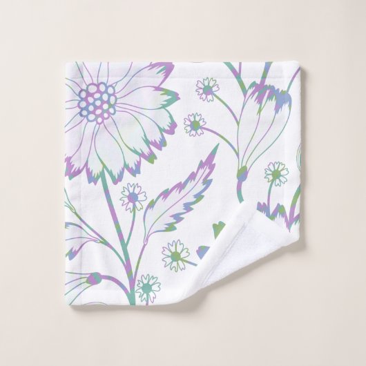  Paars groen blauw bloempatroon Bad Handdoek (Wasdoekje)