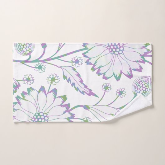  Paars groen blauw bloempatroon Bad Handdoek (Handdoek)