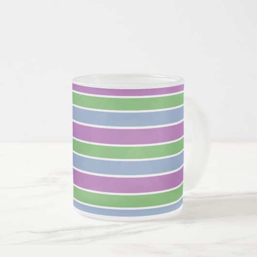 Paars Groen Blauw Striped Matglas Koffiemok (Voorkant rechts)