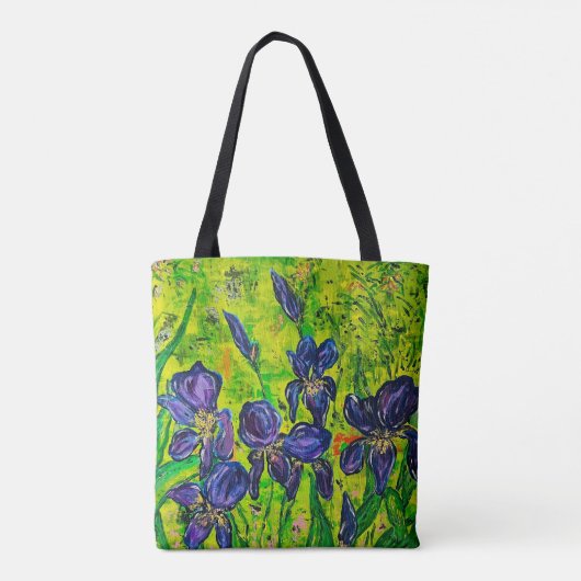 Paars & Groen Canvas tas Irissen (Achterkant)