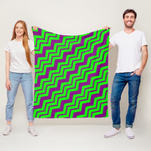 Paars Groen Chevron Zigzag Design Fleece Deken