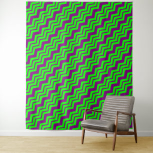 Paars Groen Chevron Zigzag Design Wandkleed