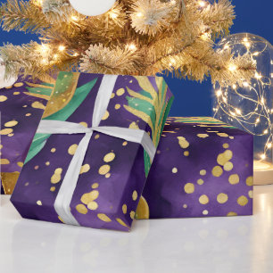 Paars, Groen en Goud Mardi Gras Patroon Cadeaupapier