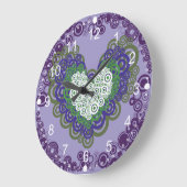  Paars Groen Geest en Circles Patroon Grote Klok (Hoek)