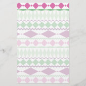 Paars Groen Geometrisch Patroon Briefpapier (Voorkant)