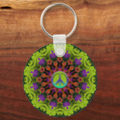 Paars groen: Geometrische Mandala Art Sleutelhanger (Achterkant)