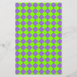 Paars Groen Geruit Diamant Patroon Briefpapier