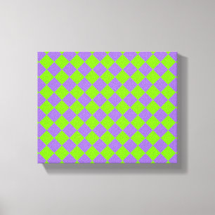 Paars Groen Geruit Diamant Patroon Canvas Afdruk