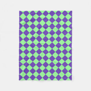 Paars Groen Geruit Diamant Patroon Fleece Deken