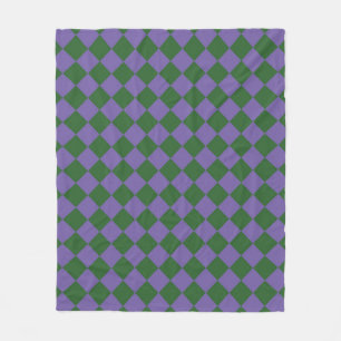 Paars Groen Geruit Diamant Patroon Fleece Deken