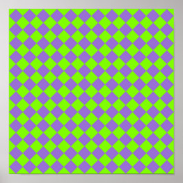 Paars Groen Geruit Diamant Patroon Poster