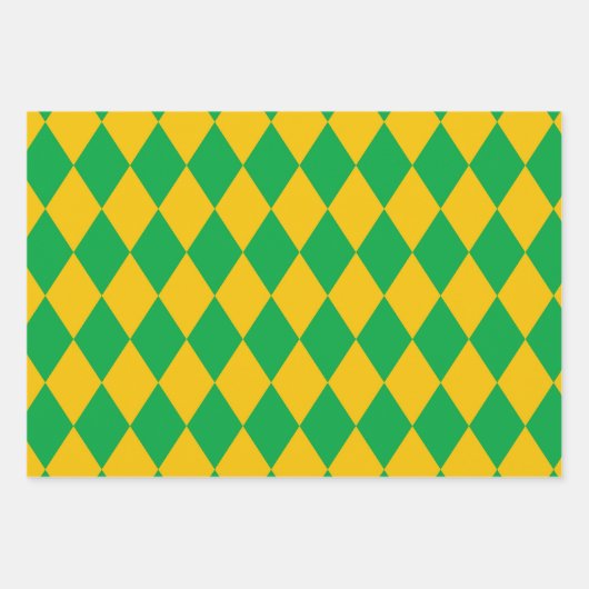 PAARS GROEN GOLD MARDI GRAS DIAMOND PATTERN INPAKPAPIER VEL (Voorkant 2)