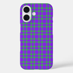 Paars Groen Schotlandse Ruit Patroon iPhone 16 Hoesje