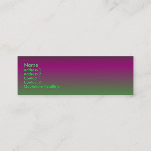 Paars - groene kaart mini visitekaartje (Voorkant)