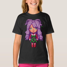 Paars haar meisje  t-shirt